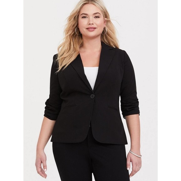 torrid Jackets & Blazers - Torrid Studio Gabardine Madison Blazer Black Women's Plus Size 2 2X H14286